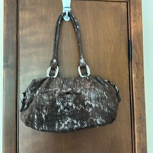 B. Mekowsky Snake Print Metallic Leather Purse